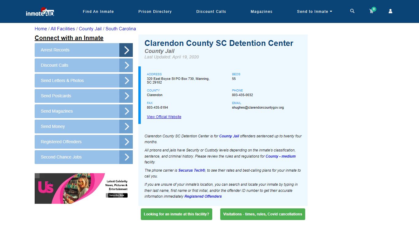 Clarendon County SC Detention Center - Inmate Locator - Manning, SC